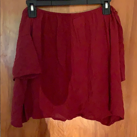 Burgundy Off The Shoulder Top - Picture 2 of 3